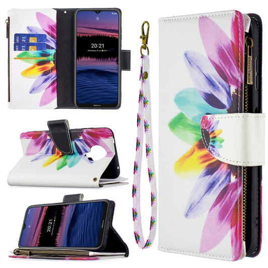 For Nokia G20 / G10 Colored Drawing Pattern Zipper Horizontal Flip Leather Case with Holder & Card Slots & Wallet(Sun Flower) - Nokia Cases by buy2fix | Online Shopping UK | buy2fix