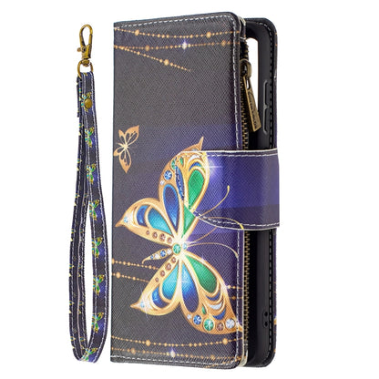 For Samsung Galaxy S21 FE Colored Drawing Pattern Zipper Horizontal Flip Leather Case with Holder & Card Slots & Wallet(Big Butterfly) by buy2fix
