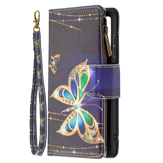 For Samsung Galaxy S21 FE Colored Drawing Pattern Zipper Horizontal Flip Leather Case with Holder & Card Slots & Wallet(Big Butterfly) by buy2fix