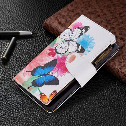 For Samsung Galaxy S21 FE Colored Drawing Pattern Zipper Horizontal Flip Leather Case with Holder & Card Slots & Wallet(Two Butterflies) by buy2fix