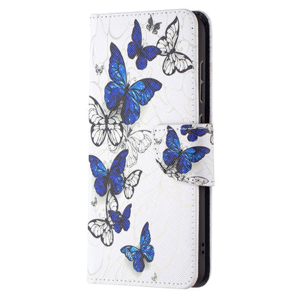 For Samsung Galaxy S21 FE Colored Drawing Pattern Horizontal Flip Leather Case with Holder & Card Slots & Wallet(Blue Butterflies) by buy2fix
