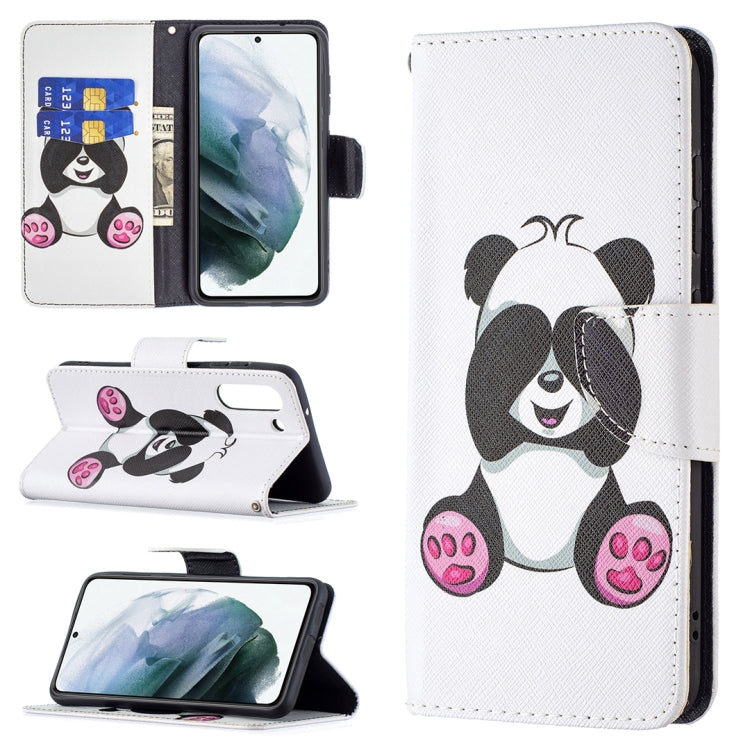 For Samsung Galaxy S21 FE Colored Drawing Pattern Horizontal Flip Leather Case with Holder & Card Slots & Wallet(Panda) - Galaxy Phone Cases by buy2fix | Online Shopping UK | buy2fix