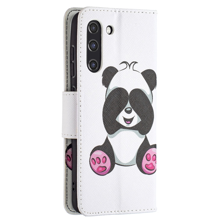 For Samsung Galaxy S21 FE Colored Drawing Pattern Horizontal Flip Leather Case with Holder & Card Slots & Wallet(Panda) - Galaxy Phone Cases by buy2fix | Online Shopping UK | buy2fix