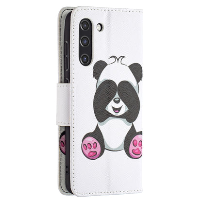 For Samsung Galaxy S21 FE Colored Drawing Pattern Horizontal Flip Leather Case with Holder & Card Slots & Wallet(Panda) - Galaxy Phone Cases by buy2fix | Online Shopping UK | buy2fix