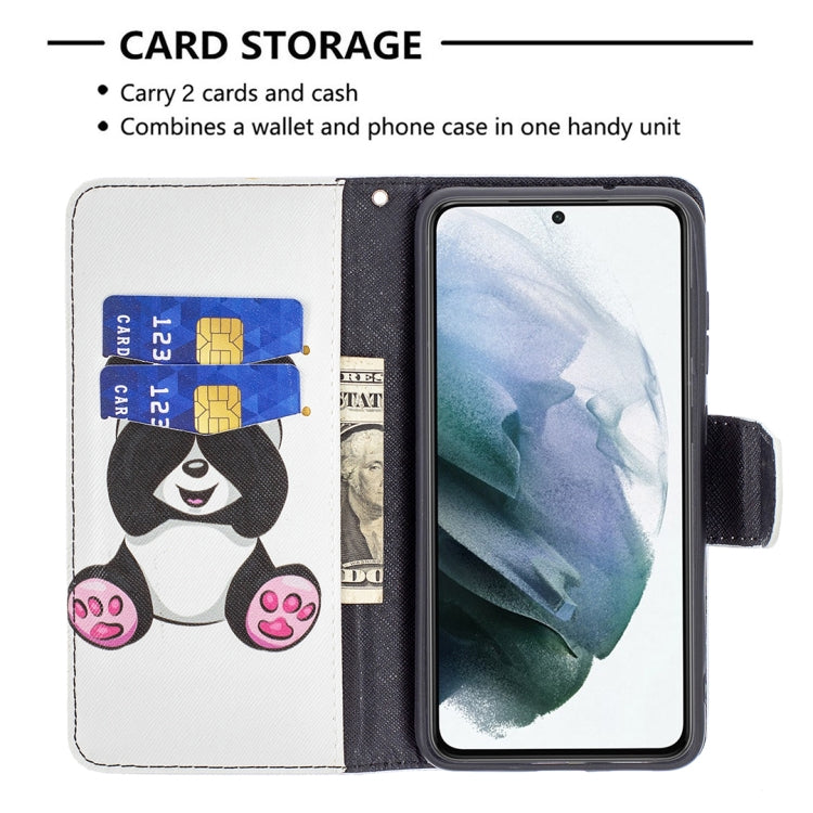 For Samsung Galaxy S21 FE Colored Drawing Pattern Horizontal Flip Leather Case with Holder & Card Slots & Wallet(Panda) - Galaxy Phone Cases by buy2fix | Online Shopping UK | buy2fix