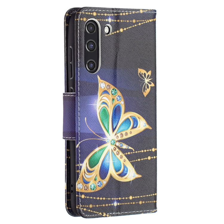 For Samsung Galaxy S21 FE Colored Drawing Pattern Horizontal Flip Leather Case with Holder & Card Slots & Wallet(Big Butterfly) by buy2fix