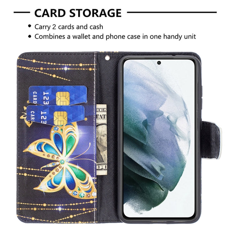 For Samsung Galaxy S21 FE Colored Drawing Pattern Horizontal Flip Leather Case with Holder & Card Slots & Wallet(Big Butterfly) by buy2fix