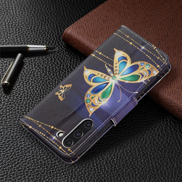 For Samsung Galaxy S21 FE Colored Drawing Pattern Horizontal Flip Leather Case with Holder & Card Slots & Wallet(Big Butterfly) by buy2fix