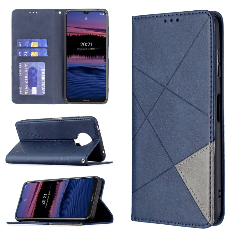 For Nokia G20 / G10 Rhombus Texture Horizontal Flip Magnetic Leather Case with Holder & Card Slots & Wallet(Blue) by buy2fix
