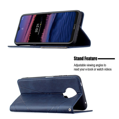 For Nokia G20 / G10 Rhombus Texture Horizontal Flip Magnetic Leather Case with Holder & Card Slots & Wallet(Blue) by buy2fix