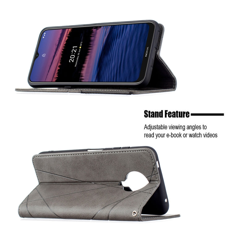 For Nokia G20 / G10 Rhombus Texture Horizontal Flip Magnetic Leather Case with Holder & Card Slots & Wallet(Grey) by buy2fix