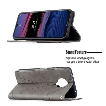 For Nokia G20 / G10 Rhombus Texture Horizontal Flip Magnetic Leather Case with Holder & Card Slots & Wallet(Grey) by buy2fix