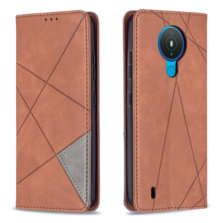 For Nokia 1.4 Rhombus Texture Horizontal Flip Magnetic Leather Case with Holder & Card Slots & Wallet(Brown) by buy2fix