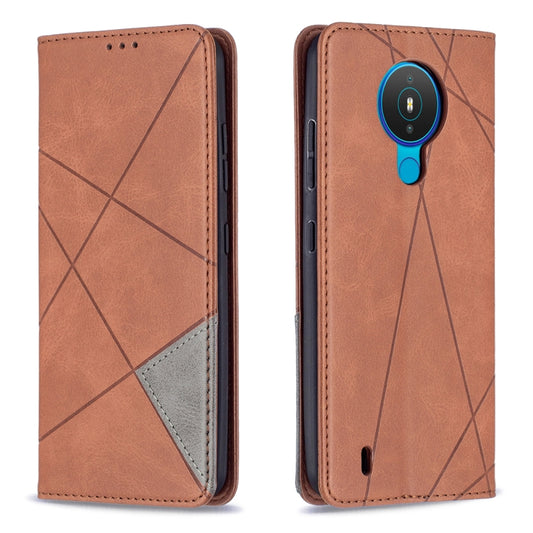 For Nokia 1.4 Rhombus Texture Horizontal Flip Magnetic Leather Case with Holder & Card Slots & Wallet(Brown) by buy2fix