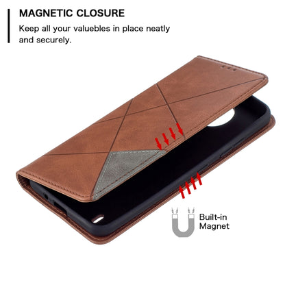 For Nokia 1.4 Rhombus Texture Horizontal Flip Magnetic Leather Case with Holder & Card Slots & Wallet(Brown) by buy2fix