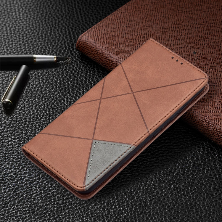 For Nokia 1.4 Rhombus Texture Horizontal Flip Magnetic Leather Case with Holder & Card Slots & Wallet(Brown) by buy2fix