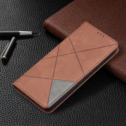 For Nokia 1.4 Rhombus Texture Horizontal Flip Magnetic Leather Case with Holder & Card Slots & Wallet(Brown) by buy2fix
