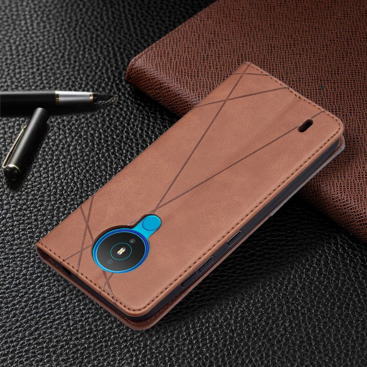 For Nokia 1.4 Rhombus Texture Horizontal Flip Magnetic Leather Case with Holder & Card Slots & Wallet(Brown) by buy2fix