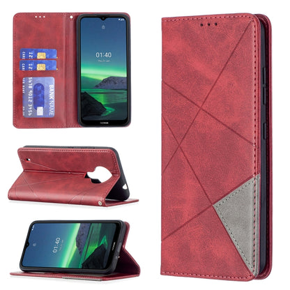 For Nokia 1.4 Rhombus Texture Horizontal Flip Magnetic Leather Case with Holder & Card Slots & Wallet(Red) by buy2fix