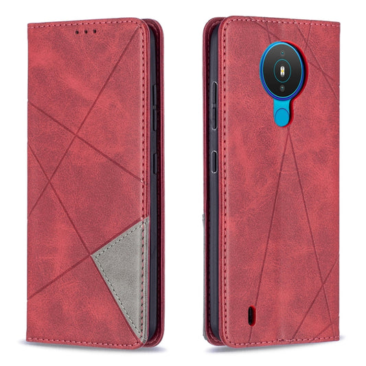 For Nokia 1.4 Rhombus Texture Horizontal Flip Magnetic Leather Case with Holder & Card Slots & Wallet(Red) by buy2fix