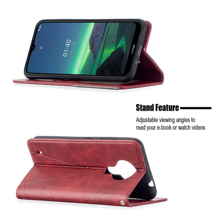 For Nokia 1.4 Rhombus Texture Horizontal Flip Magnetic Leather Case with Holder & Card Slots & Wallet(Red) by buy2fix