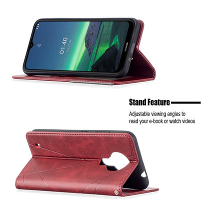 For Nokia 1.4 Rhombus Texture Horizontal Flip Magnetic Leather Case with Holder & Card Slots & Wallet(Red) by buy2fix