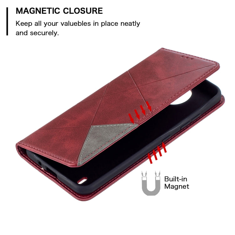 For Nokia 1.4 Rhombus Texture Horizontal Flip Magnetic Leather Case with Holder & Card Slots & Wallet(Red) by buy2fix