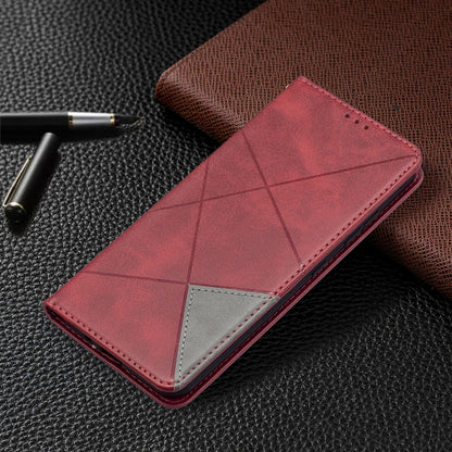 For Nokia 1.4 Rhombus Texture Horizontal Flip Magnetic Leather Case with Holder & Card Slots & Wallet(Red) by buy2fix