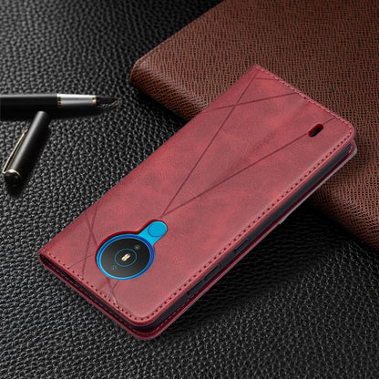 For Nokia 1.4 Rhombus Texture Horizontal Flip Magnetic Leather Case with Holder & Card Slots & Wallet(Red) by buy2fix