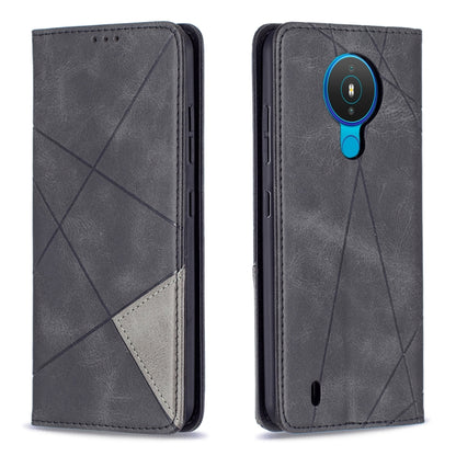For Nokia 1.4 Rhombus Texture Horizontal Flip Magnetic Leather Case with Holder & Card Slots & Wallet(Black) by buy2fix