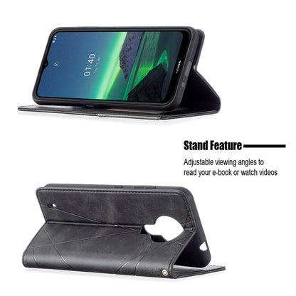 For Nokia 1.4 Rhombus Texture Horizontal Flip Magnetic Leather Case with Holder & Card Slots & Wallet(Black) by buy2fix