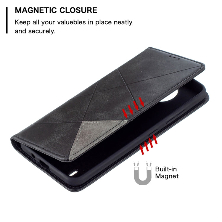 For Nokia 1.4 Rhombus Texture Horizontal Flip Magnetic Leather Case with Holder & Card Slots & Wallet(Black) by buy2fix