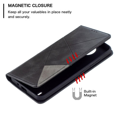 For Nokia 1.4 Rhombus Texture Horizontal Flip Magnetic Leather Case with Holder & Card Slots & Wallet(Black) by buy2fix