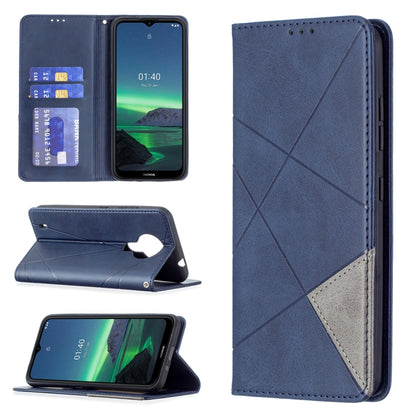 For Nokia 1.4 Rhombus Texture Horizontal Flip Magnetic Leather Case with Holder & Card Slots & Wallet(Blue) by buy2fix