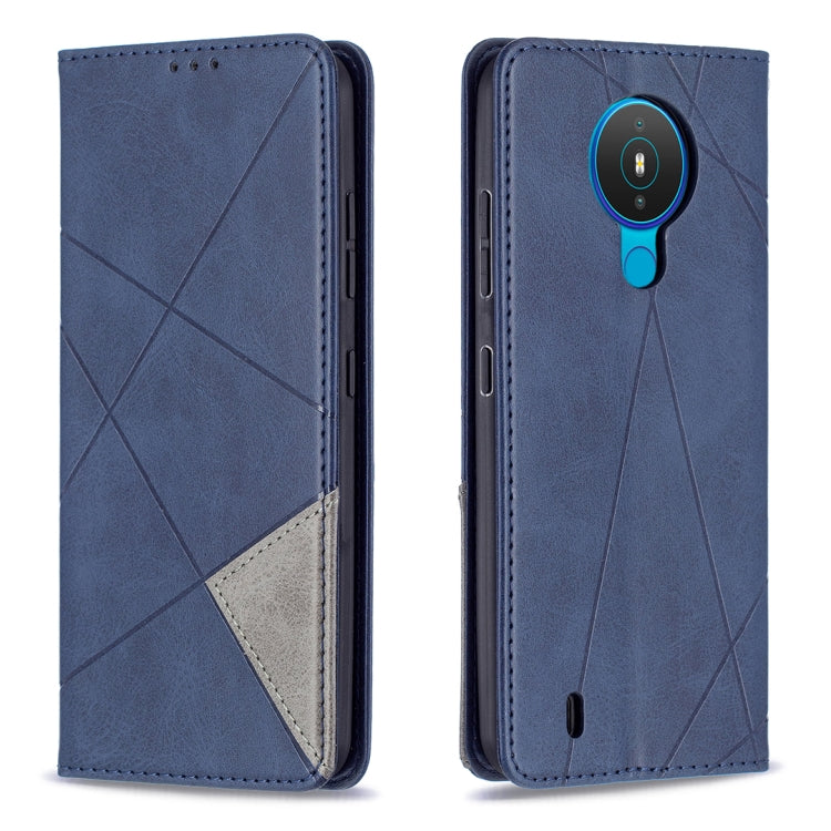 For Nokia 1.4 Rhombus Texture Horizontal Flip Magnetic Leather Case with Holder & Card Slots & Wallet(Blue) by buy2fix