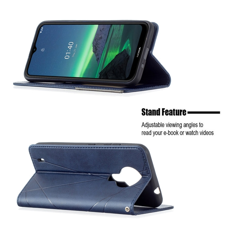 For Nokia 1.4 Rhombus Texture Horizontal Flip Magnetic Leather Case with Holder & Card Slots & Wallet(Blue) by buy2fix