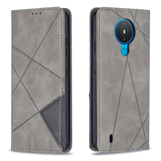 For Nokia 1.4 Rhombus Texture Horizontal Flip Magnetic Leather Case with Holder & Card Slots & Wallet(Grey) by buy2fix