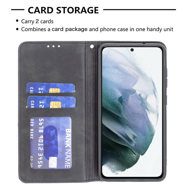 For Samsung Galaxy S21 FE Rhombus Texture Horizontal Flip Magnetic Leather Case with Holder & Card Slots & Wallet(Black) by buy2fix