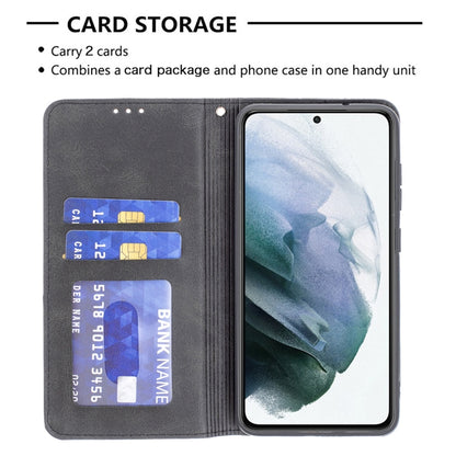 For Samsung Galaxy S21 FE Rhombus Texture Horizontal Flip Magnetic Leather Case with Holder & Card Slots & Wallet(Black) by buy2fix