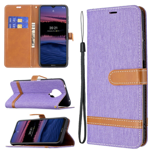 For Nokia G20 / G10 Color Matching Denim Texture Horizontal Flip Leather Case with Holder & Card Slots & Wallet & Lanyard(Purple) - Nokia Cases by buy2fix | Online Shopping UK | buy2fix