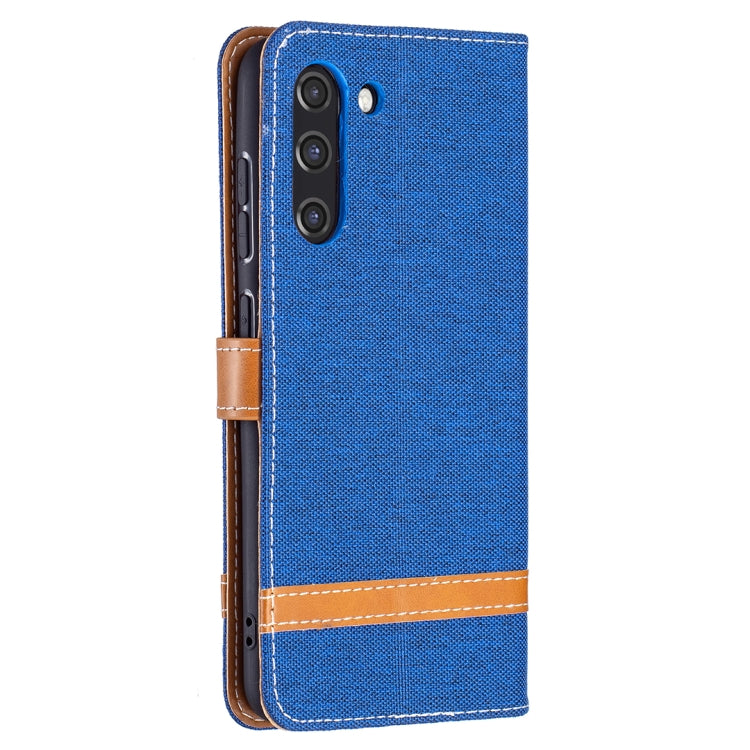 For Samsung Galaxy S21 FE Color Matching Denim Texture Horizontal Flip Leather Case with Holder & Card Slots & Wallet & Lanyard(Royal Blue) by buy2fix