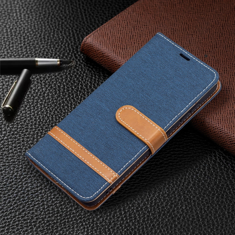 For Samsung Galaxy S21 FE Color Matching Denim Texture Horizontal Flip Leather Case with Holder & Card Slots & Wallet & Lanyard(Dark Blue) by buy2fix