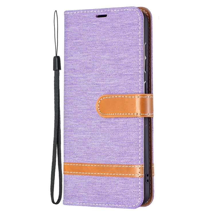 For Samsung Galaxy S21 FE Color Matching Denim Texture Horizontal Flip Leather Case with Holder & Card Slots & Wallet & Lanyard(Purple) by buy2fix
