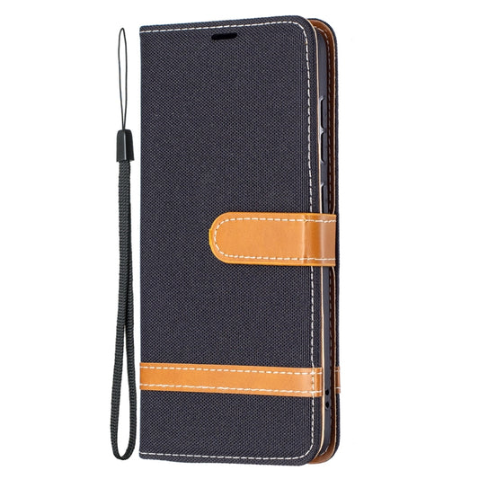For Samsung Galaxy S21 FE Color Matching Denim Texture Horizontal Flip Leather Case with Holder & Card Slots & Wallet & Lanyard(Black) by buy2fix