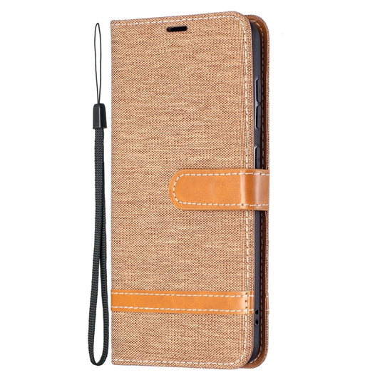 For Samsung Galaxy S21 FE Color Matching Denim Texture Horizontal Flip Leather Case with Holder & Card Slots & Wallet & Lanyard(Brown) by buy2fix