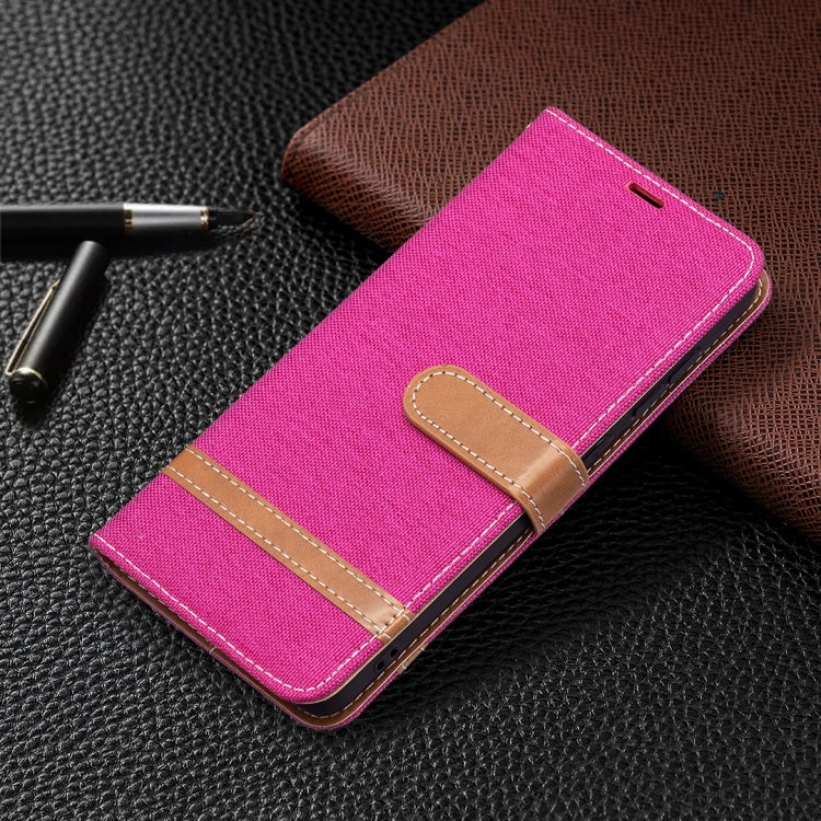 For Samsung Galaxy S21 FE Color Matching Denim Texture Horizontal Flip Leather Case with Holder & Card Slots & Wallet & Lanyard(Rose Red) by buy2fix