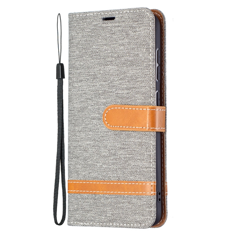 For Samsung Galaxy S21 FE Color Matching Denim Texture Horizontal Flip Leather Case with Holder & Card Slots & Wallet & Lanyard(Grey) by buy2fix