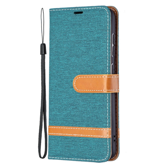 For Samsung Galaxy S21 FE Color Matching Denim Texture Horizontal Flip Leather Case with Holder & Card Slots & Wallet & Lanyard(Green) by buy2fix