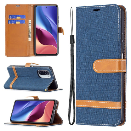 For Xiaomi Mi 11i / Poco F3 / Redmi K40 Color Matching Denim Texture Horizontal Flip Leather Case with Holder & Card Slots & Wallet & Lanyard(Dark Blue) - Xiaomi Cases by buy2fix | Online Shopping UK | buy2fix