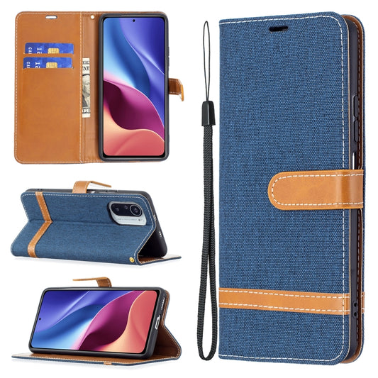 For Xiaomi Mi 11i / Poco F3 / Redmi K40 Color Matching Denim Texture Horizontal Flip Leather Case with Holder & Card Slots & Wallet & Lanyard(Dark Blue) - Xiaomi Cases by buy2fix | Online Shopping UK | buy2fix